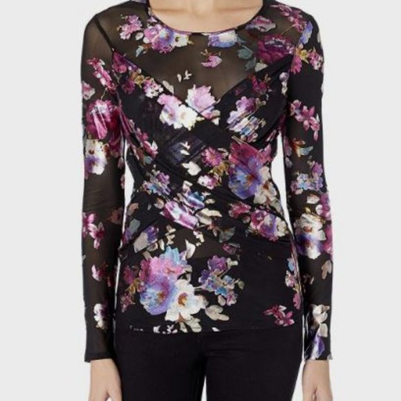 Parker Billy Metallic Floral Draped Top - NWT - M - Picture 1 of 8